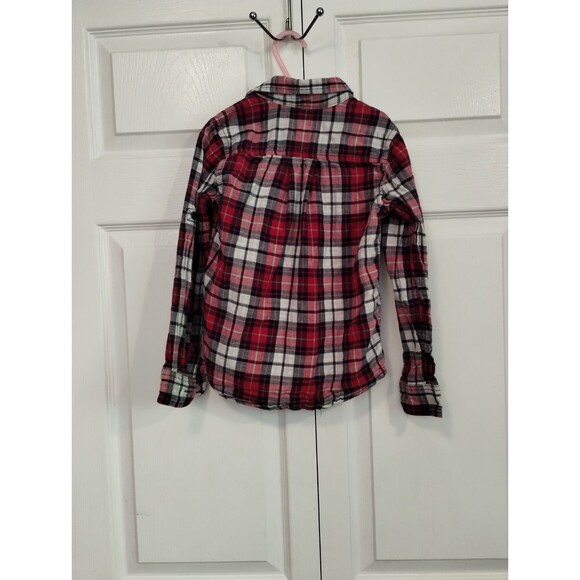 Children's Place red and white plaid long sleeve button down - Picture 2 of 3